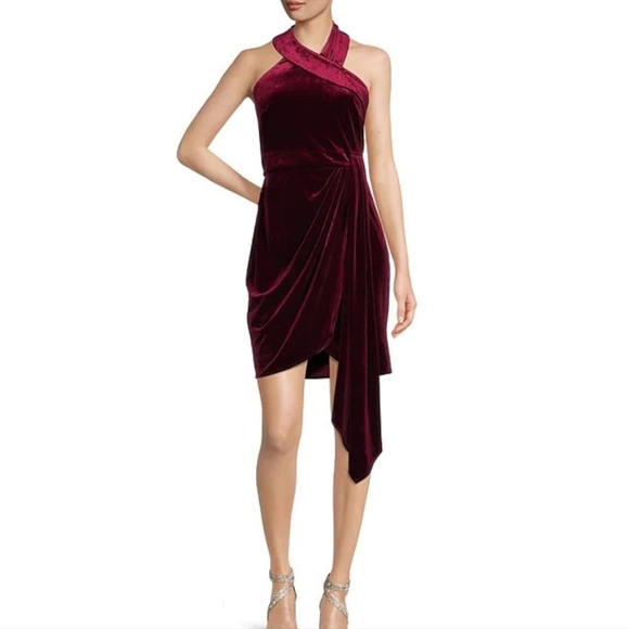 Belle Badgley MischkaJade Velvet Halter Neck Dress - Picture 1 of 8